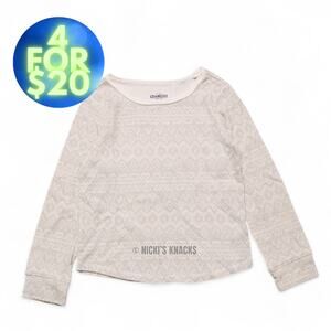 4/$20 - Oshkosh Girls Fair Isle White & Gray Waffle Knit Thermal Tee Size 7